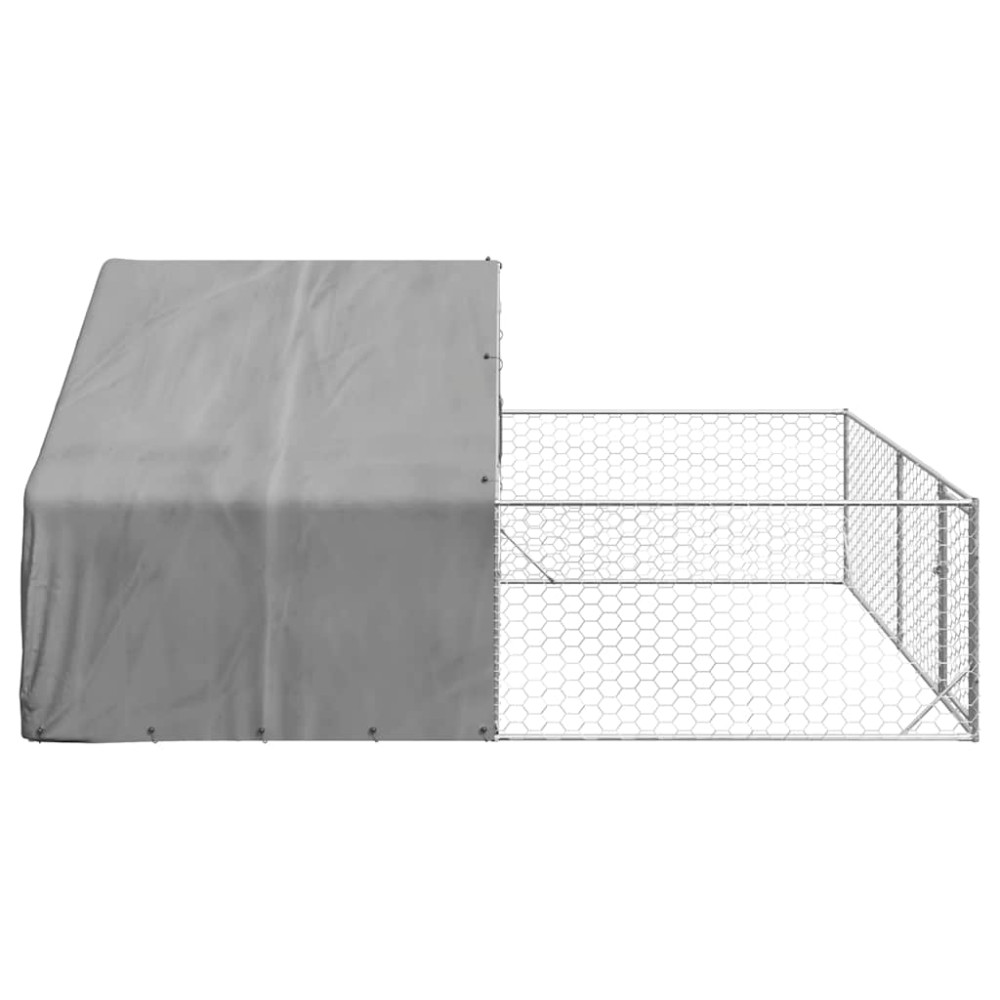 Produktbild för Hundkoja för utomhusbruk med gård 5x3x1,9 m galvaniserat stål