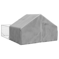 Produktbild för Hundkoja för utomhusbruk med gård 5x3x1,9 m galvaniserat stål