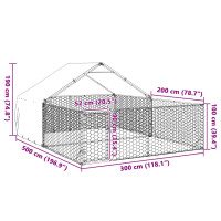 Produktbild för Hundkoja för utomhusbruk med gård 5x3x1,9 m galvaniserat stål