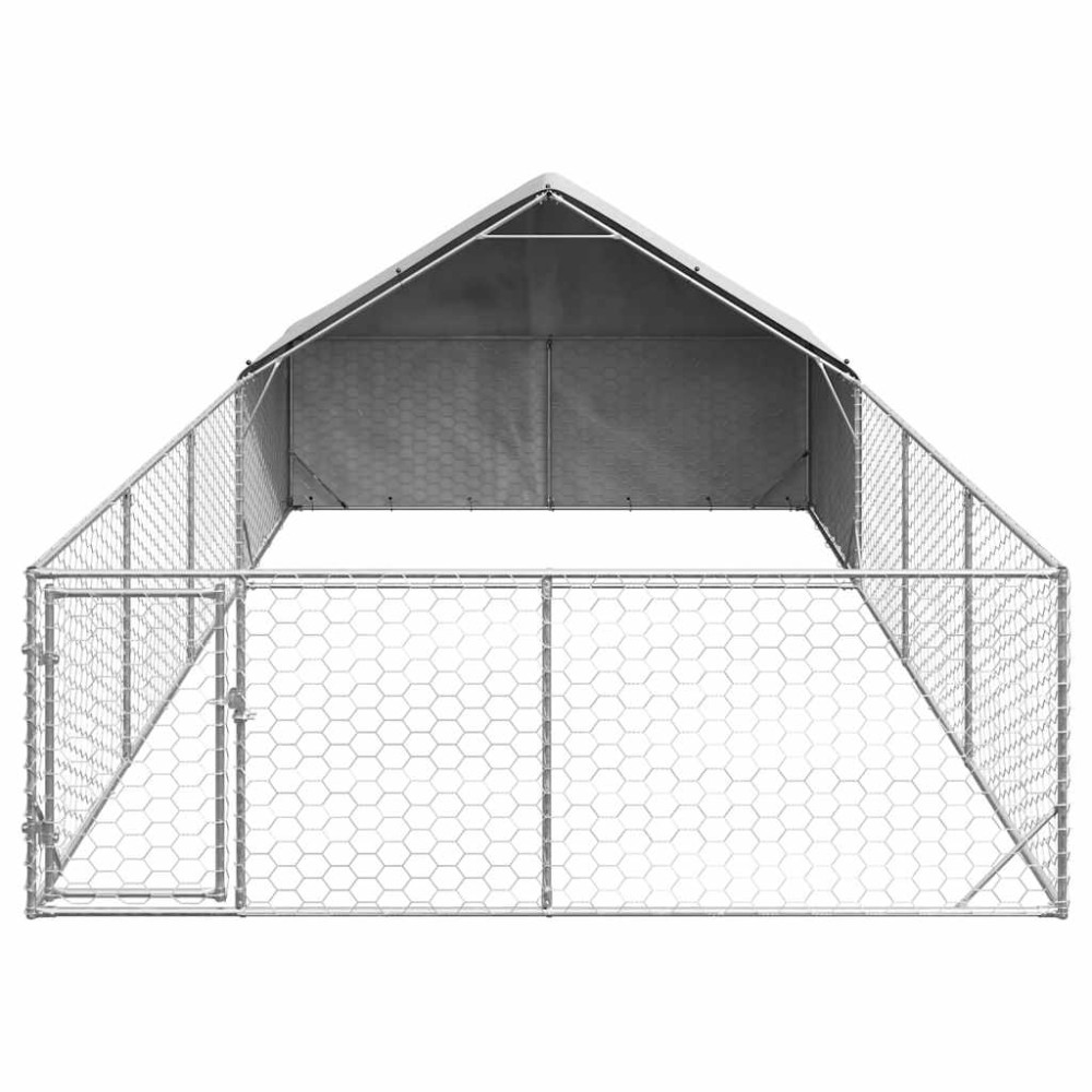 Produktbild för Hundkoja för utomhusbruk med gård 7x3x1,9 m galvaniserat stål