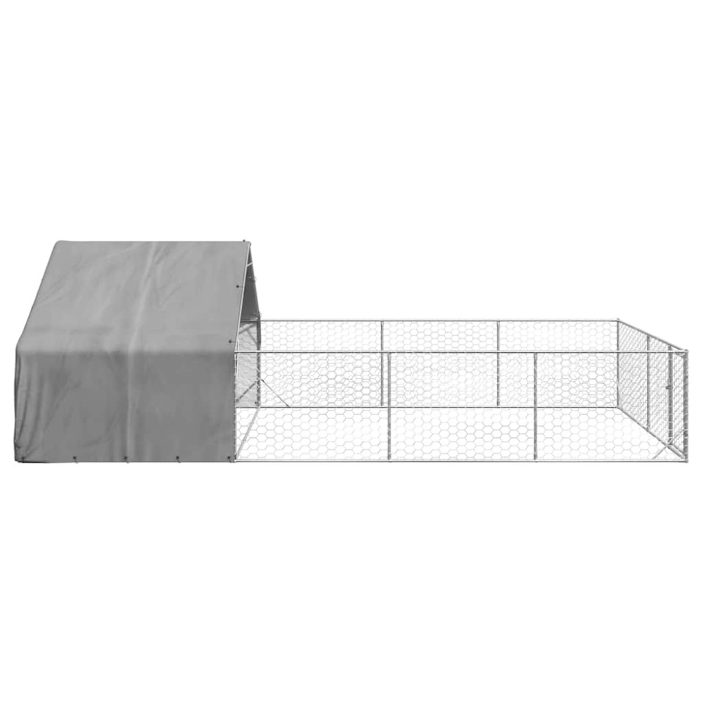 Produktbild för Hundkoja för utomhusbruk med gård 7x3x1,9 m galvaniserat stål