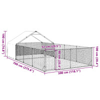 Produktbild för Hundkoja för utomhusbruk med gård 7x3x1,9 m galvaniserat stål
