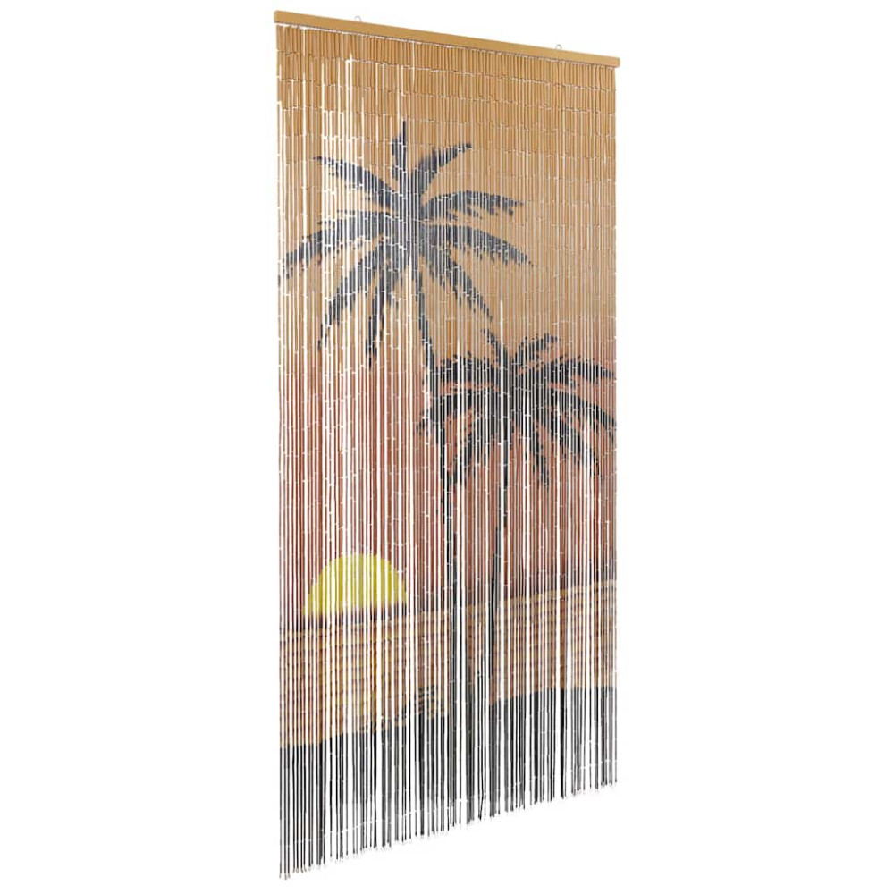 Produktbild för Insektsdörrgardin palmtryck 90x220 cm bambu