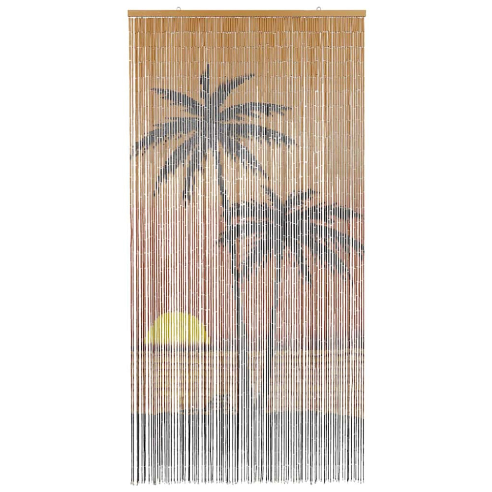 Produktbild för Insektsdörrgardin palmtryck 90x220 cm bambu