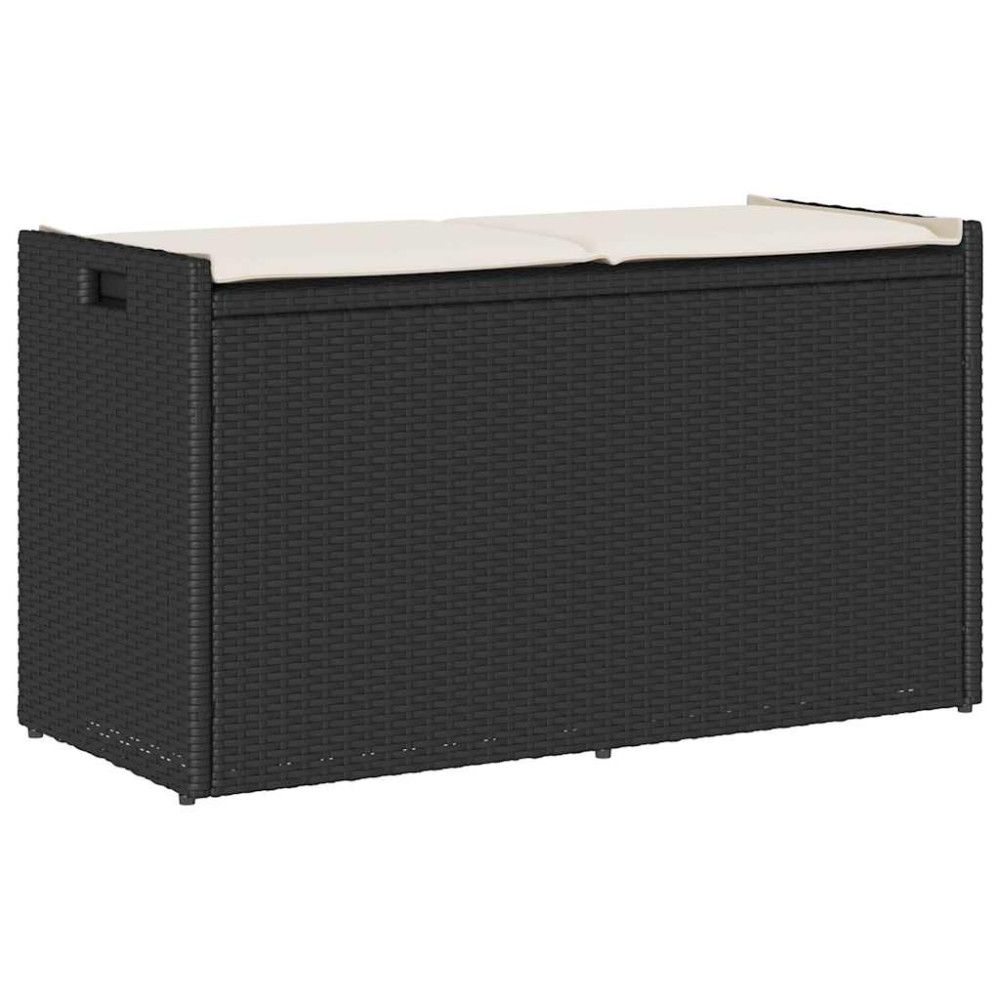 Produktbild för Förvaringsbänk för utomhusbruk dyna svart 100 cm konstrotting