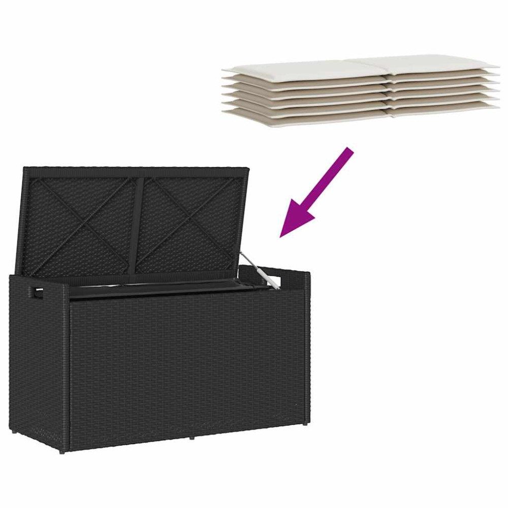Produktbild för Förvaringsbänk för utomhusbruk dyna svart 100 cm konstrotting