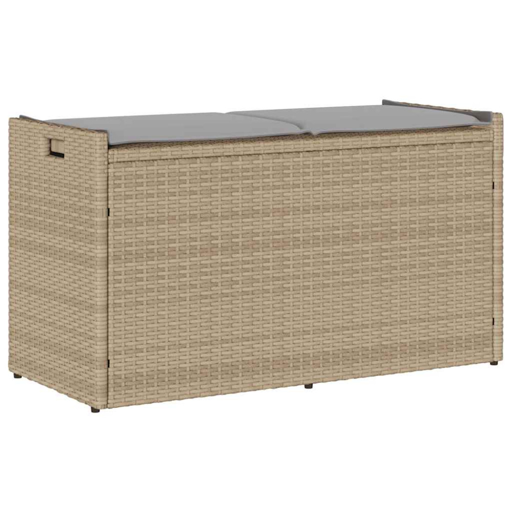 Produktbild för Förvaringsbänk för utomhusbruk dyna beige 100 cm konstrotting
