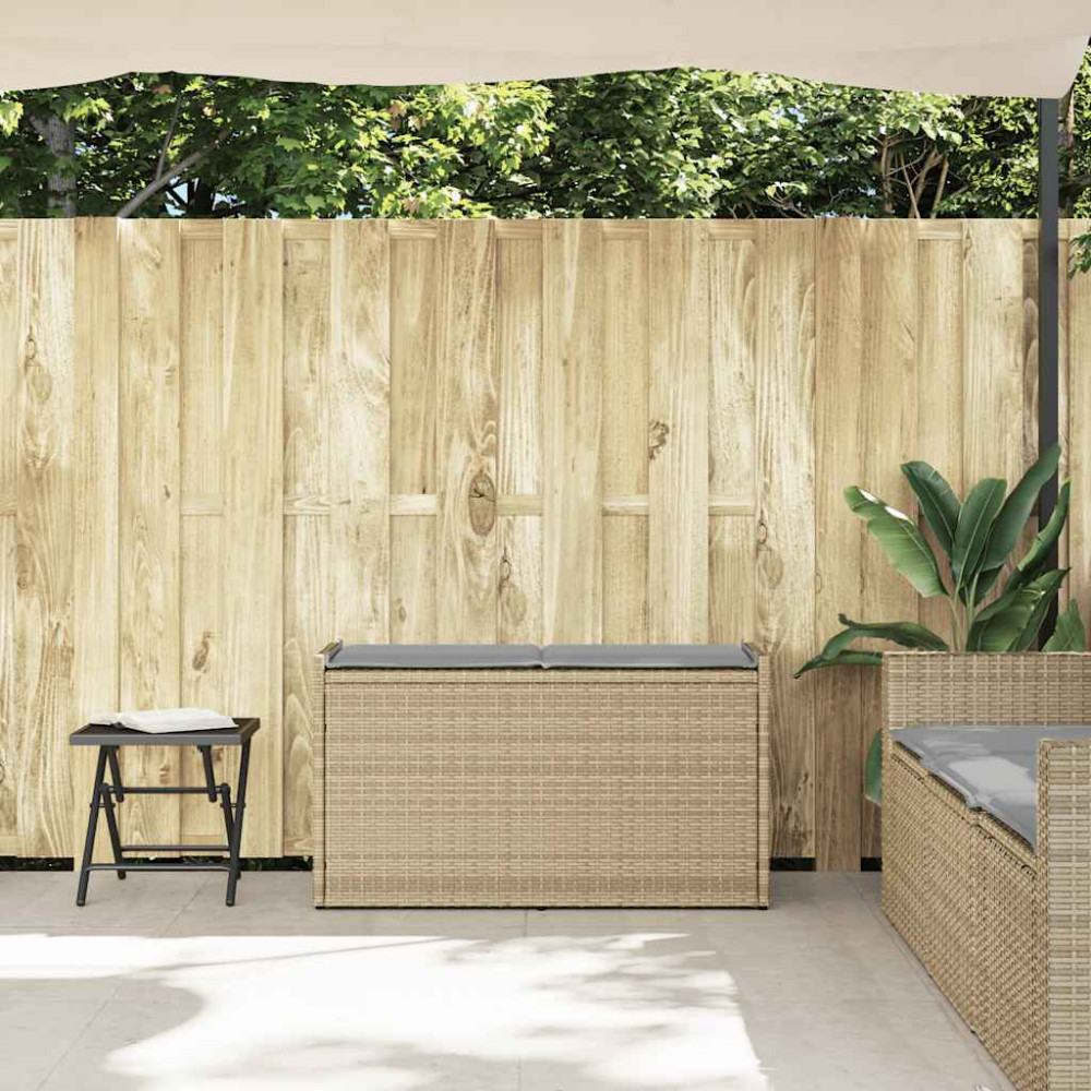 Produktbild för Förvaringsbänk för utomhusbruk dyna beige 100 cm konstrotting