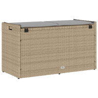 Produktbild för Förvaringsbänk för utomhusbruk dyna beige 100 cm konstrotting