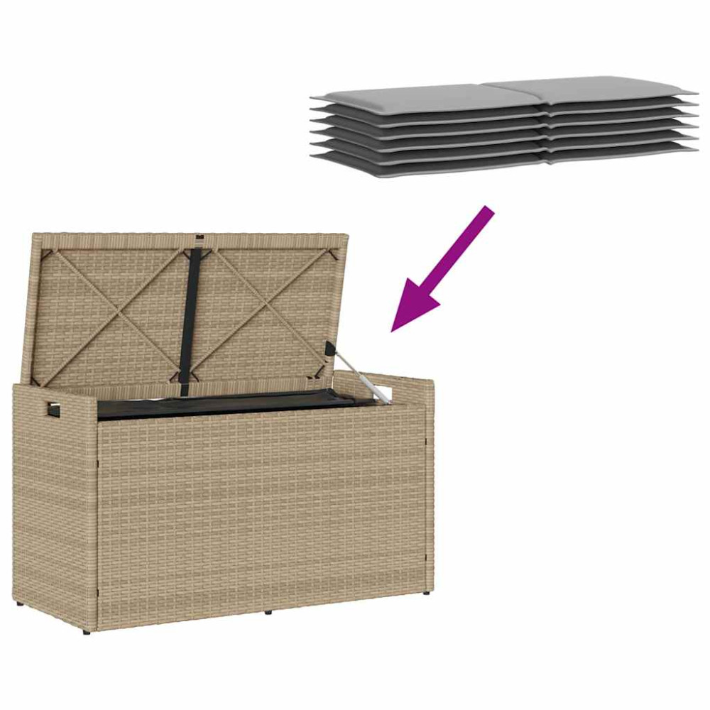 Produktbild för Förvaringsbänk för utomhusbruk dyna beige 100 cm konstrotting
