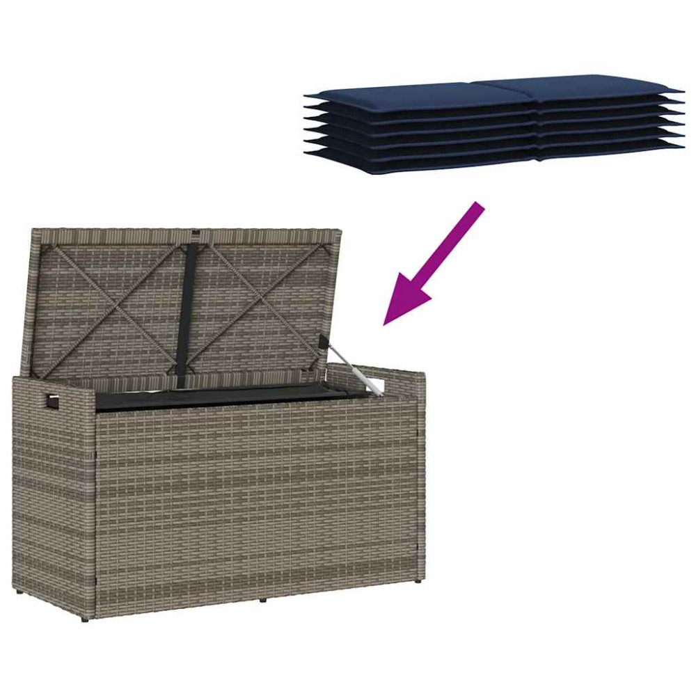 Produktbild för Förvaringsbänk för utomhusbruk dyna grå 100 cm konstrotting