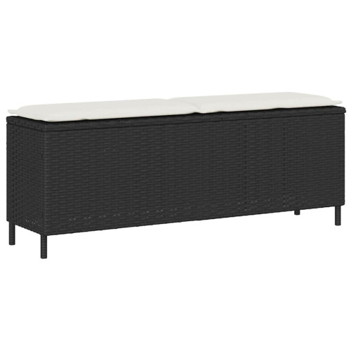 vidaXL Trädgårdsbänk med dyna svart 110x30x40,5 cm konstrotting