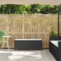 Produktbild för Trädgårdsbänk med dyna svart 110x30x40,5 cm konstrotting