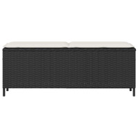 Produktbild för Trädgårdsbänk med dyna svart 110x30x40,5 cm konstrotting