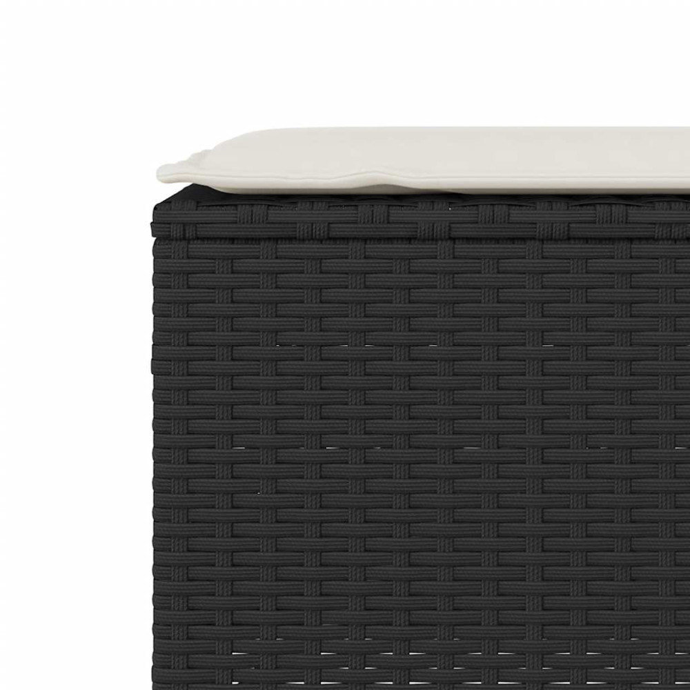 Produktbild för Trädgårdsbänk med dyna svart 110x30x40,5 cm konstrotting