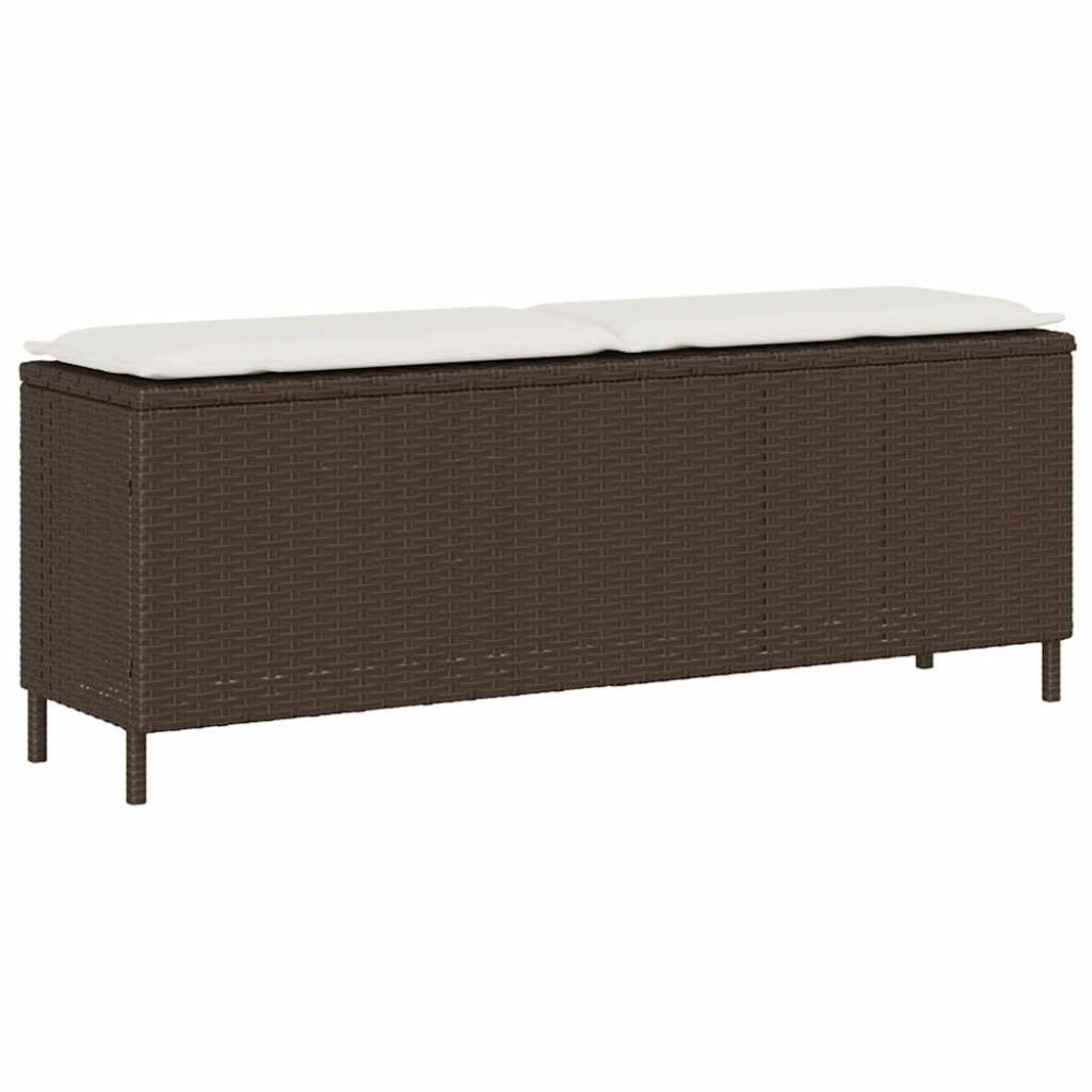 Produktbild för Trädgårdsbänk med dyna brun 110x30x40,5 cm konstrotting
