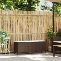 Produktbild för Trädgårdsbänk med dyna brun 110x30x40,5 cm konstrotting