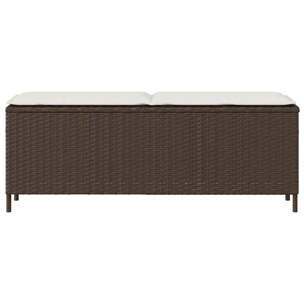 Produktbild för Trädgårdsbänk med dyna brun 110x30x40,5 cm konstrotting