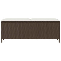 Produktbild för Trädgårdsbänk med dyna brun 110x30x40,5 cm konstrotting
