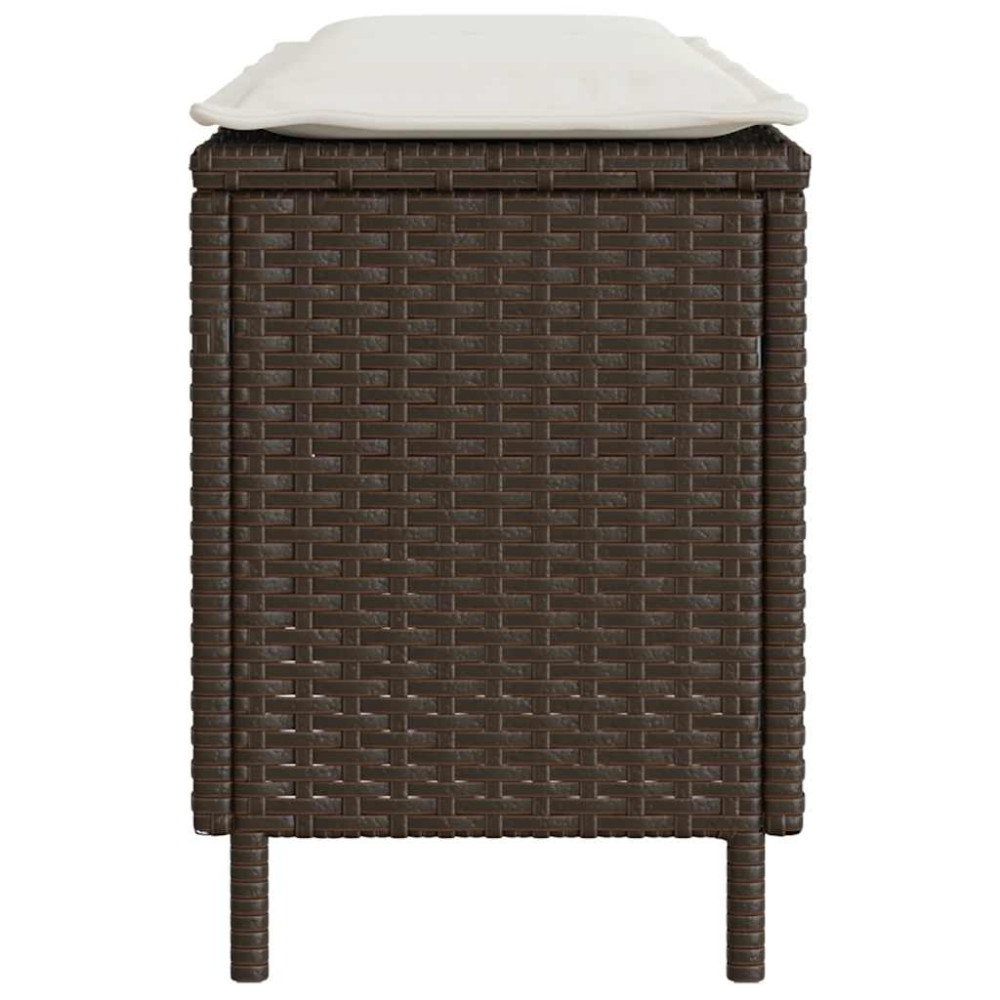 Produktbild för Trädgårdsbänk med dyna brun 110x30x40,5 cm konstrotting