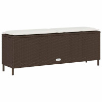 Produktbild för Trädgårdsbänk med dyna brun 110x30x40,5 cm konstrotting