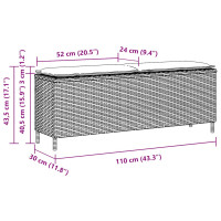 Produktbild för Trädgårdsbänk med dyna brun 110x30x40,5 cm konstrotting