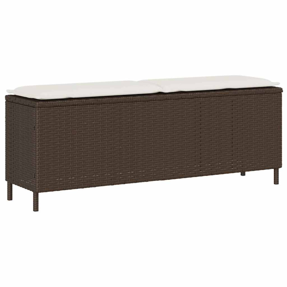 Produktbild för Trädgårdsbänk med dyna grå 110x30x40,5 cm konstrotting