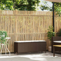 Produktbild för Trädgårdsbänk med dyna grå 110x30x40,5 cm konstrotting