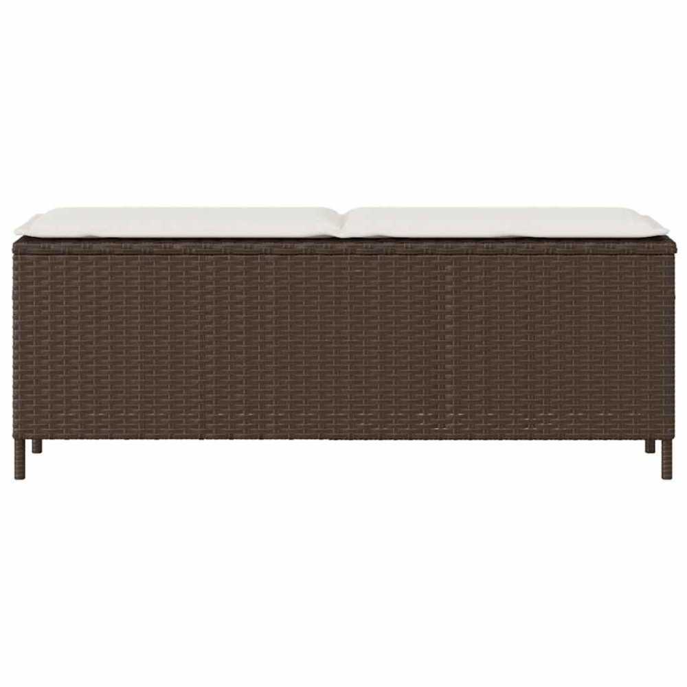 Produktbild för Trädgårdsbänk med dyna grå 110x30x40,5 cm konstrotting