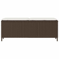 Produktbild för Trädgårdsbänk med dyna grå 110x30x40,5 cm konstrotting