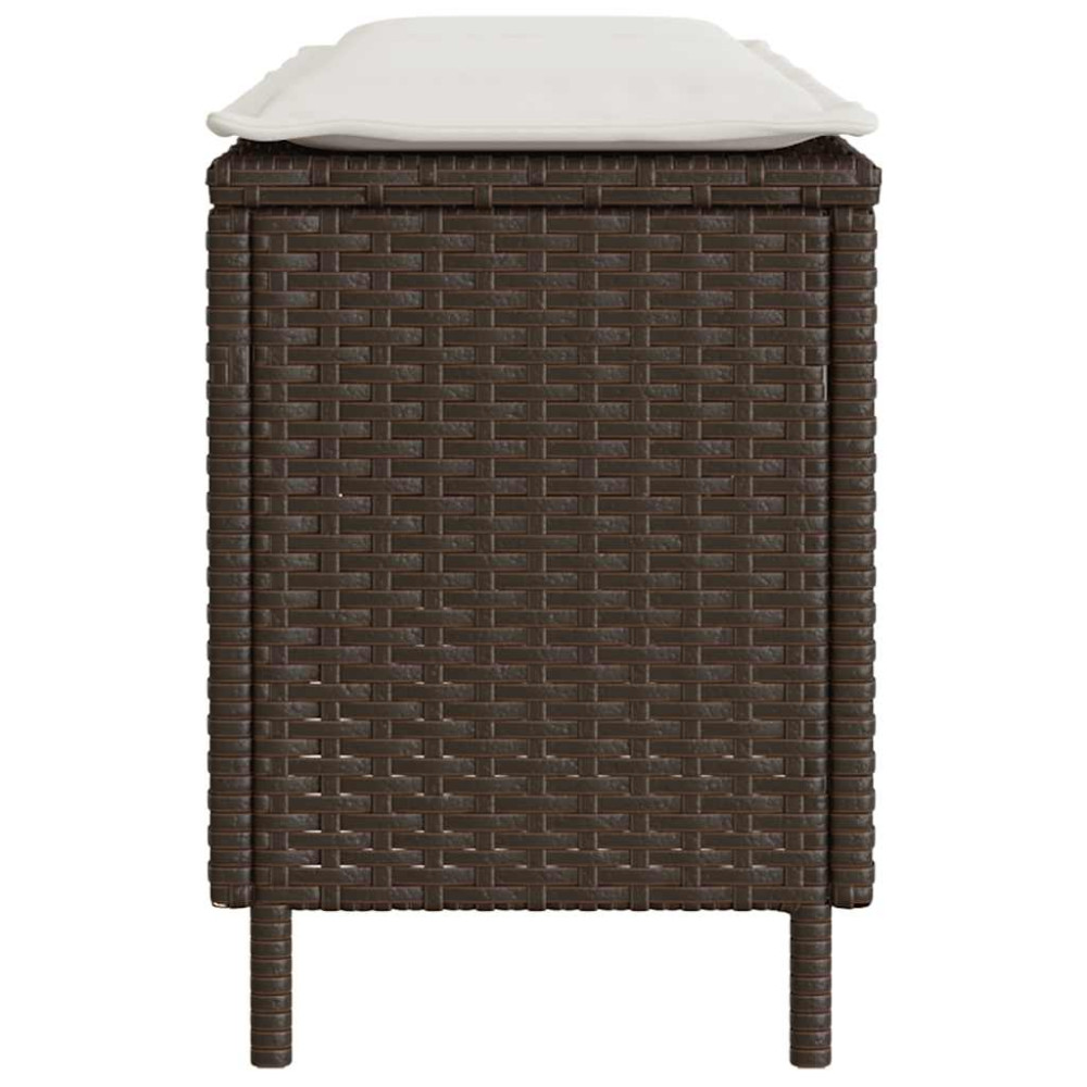 Produktbild för Trädgårdsbänk med dyna grå 110x30x40,5 cm konstrotting