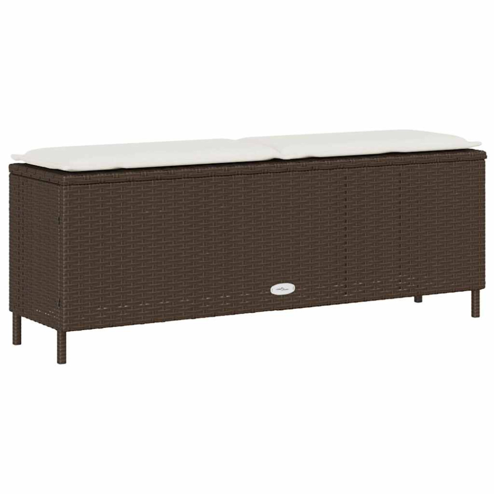 Produktbild för Trädgårdsbänk med dyna grå 110x30x40,5 cm konstrotting