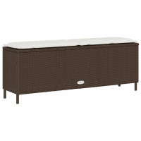 Produktbild för Trädgårdsbänk med dyna grå 110x30x40,5 cm konstrotting