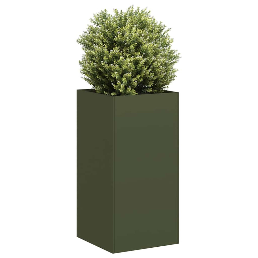Produktbild för Odlingslåda olivgrön 40x40x80 cm kallvalsat stål