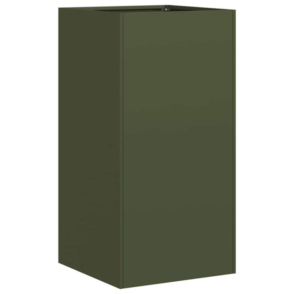 Produktbild för Odlingslåda olivgrön 40x40x80 cm kallvalsat stål
