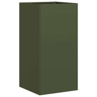 Produktbild för Odlingslåda olivgrön 40x40x80 cm kallvalsat stål