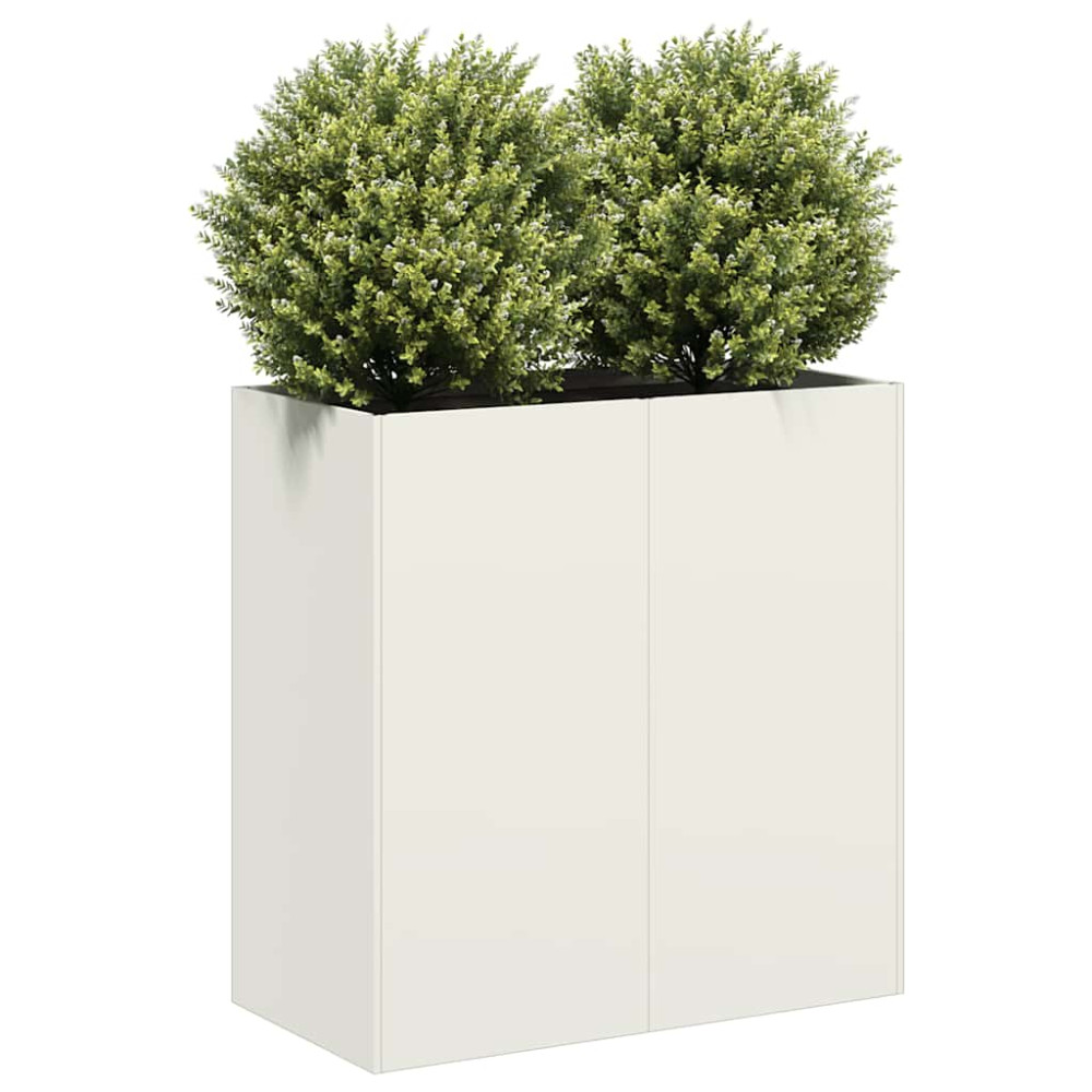 Produktbild för Planteringskärl vit 80x40x80 cm kallvalsat stål