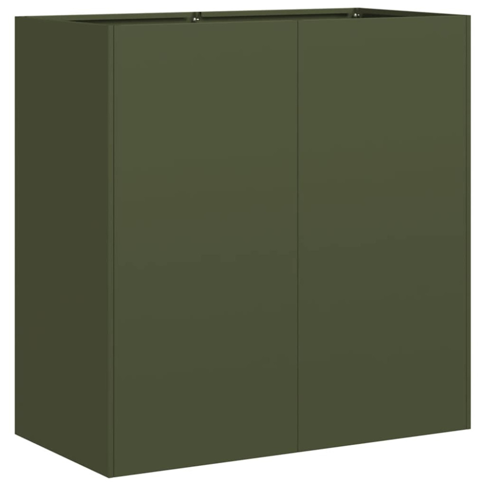 Produktbild för Planteringskärl olivgrön 80x40x80 cm kallvalsat stål