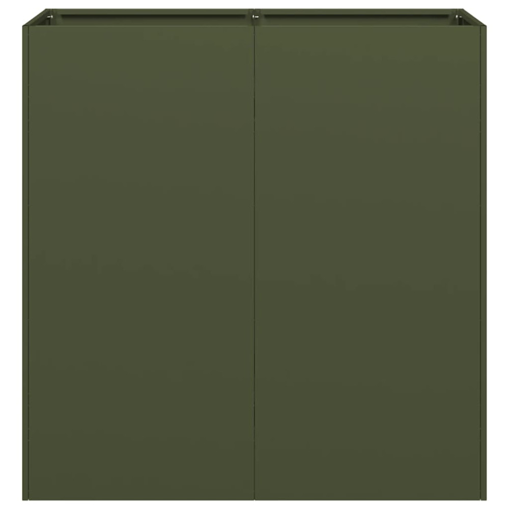 Produktbild för Planteringskärl olivgrön 80x40x80 cm kallvalsat stål