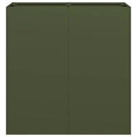Produktbild för Planteringskärl olivgrön 80x40x80 cm kallvalsat stål