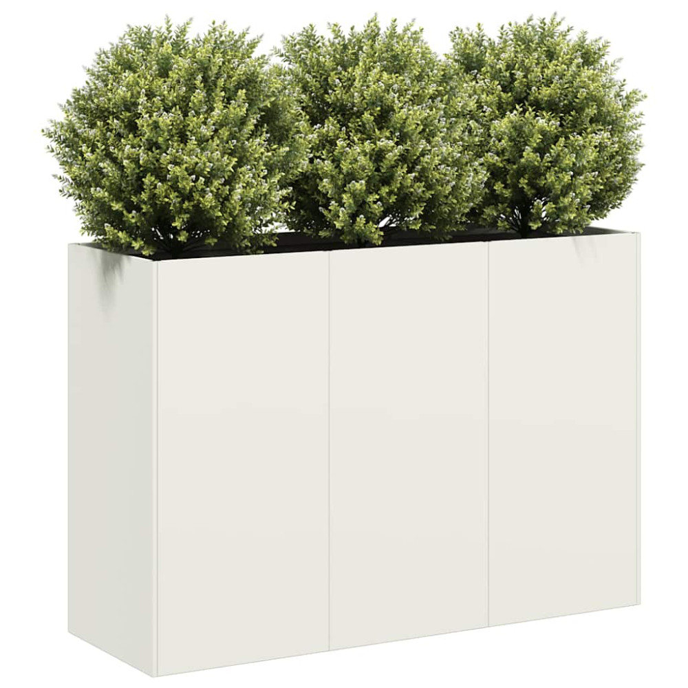 Produktbild för Planteringskärl vit 120x40x80 cm kallvalsat stål