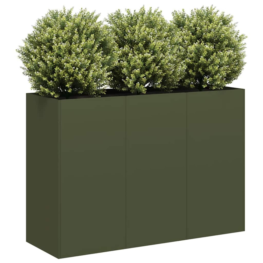 Produktbild för Planteringskärl olivgrön 120x40x80 cm kallvalsat stål