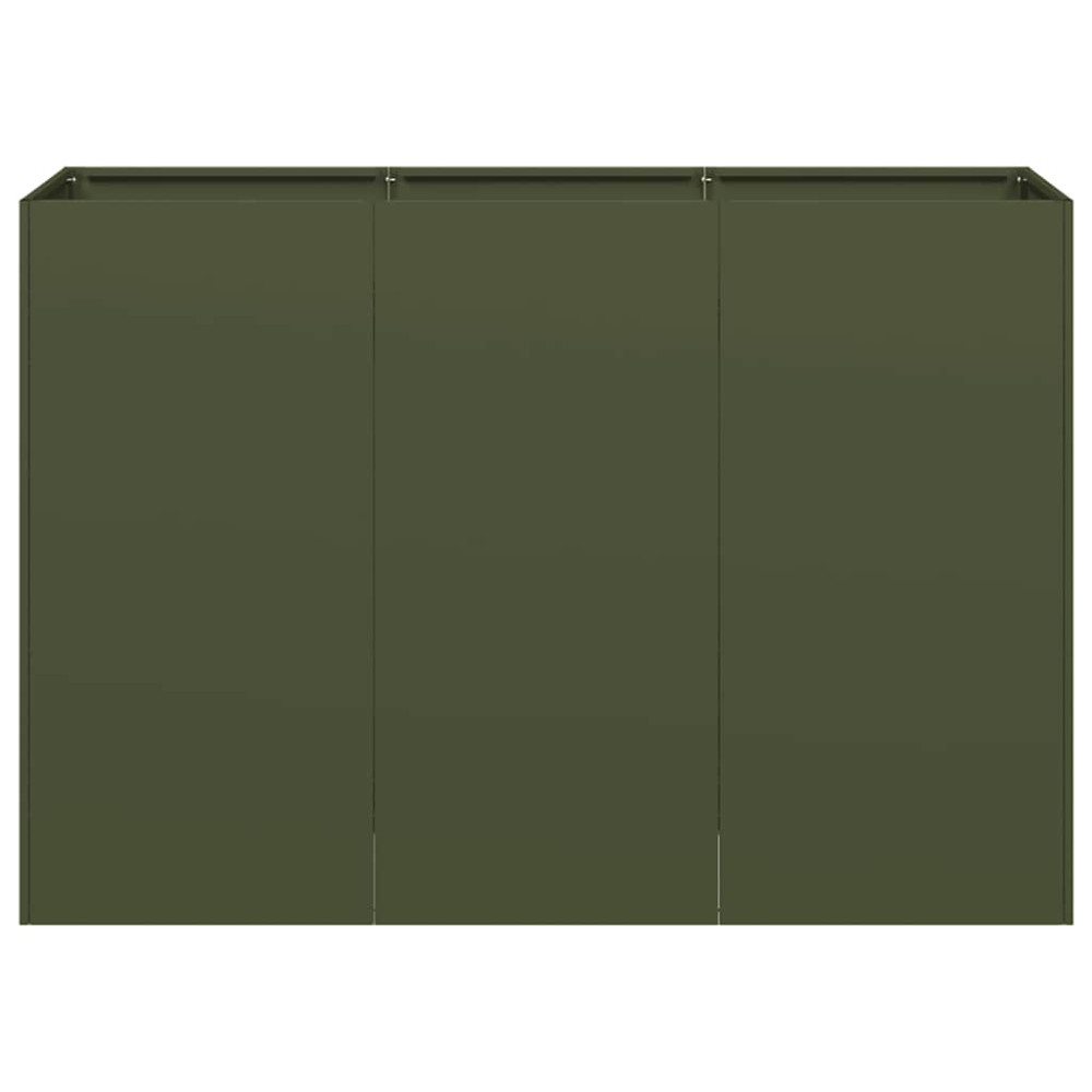 Produktbild för Planteringskärl olivgrön 120x40x80 cm kallvalsat stål