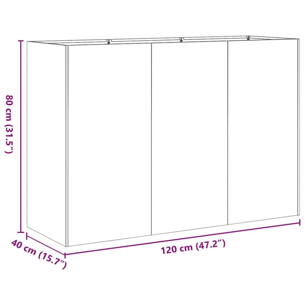 Produktbild för Planteringskärl olivgrön 120x40x80 cm kallvalsat stål