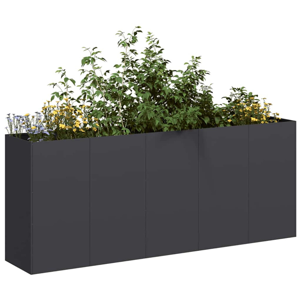 Produktbild för Planteringskärl svart 200x40x80 cm kallvalsat stål