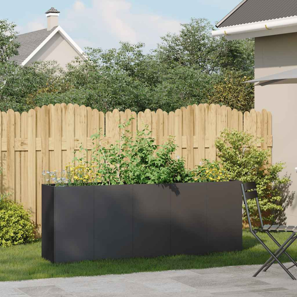 Produktbild för Planteringskärl svart 200x40x80 cm kallvalsat stål
