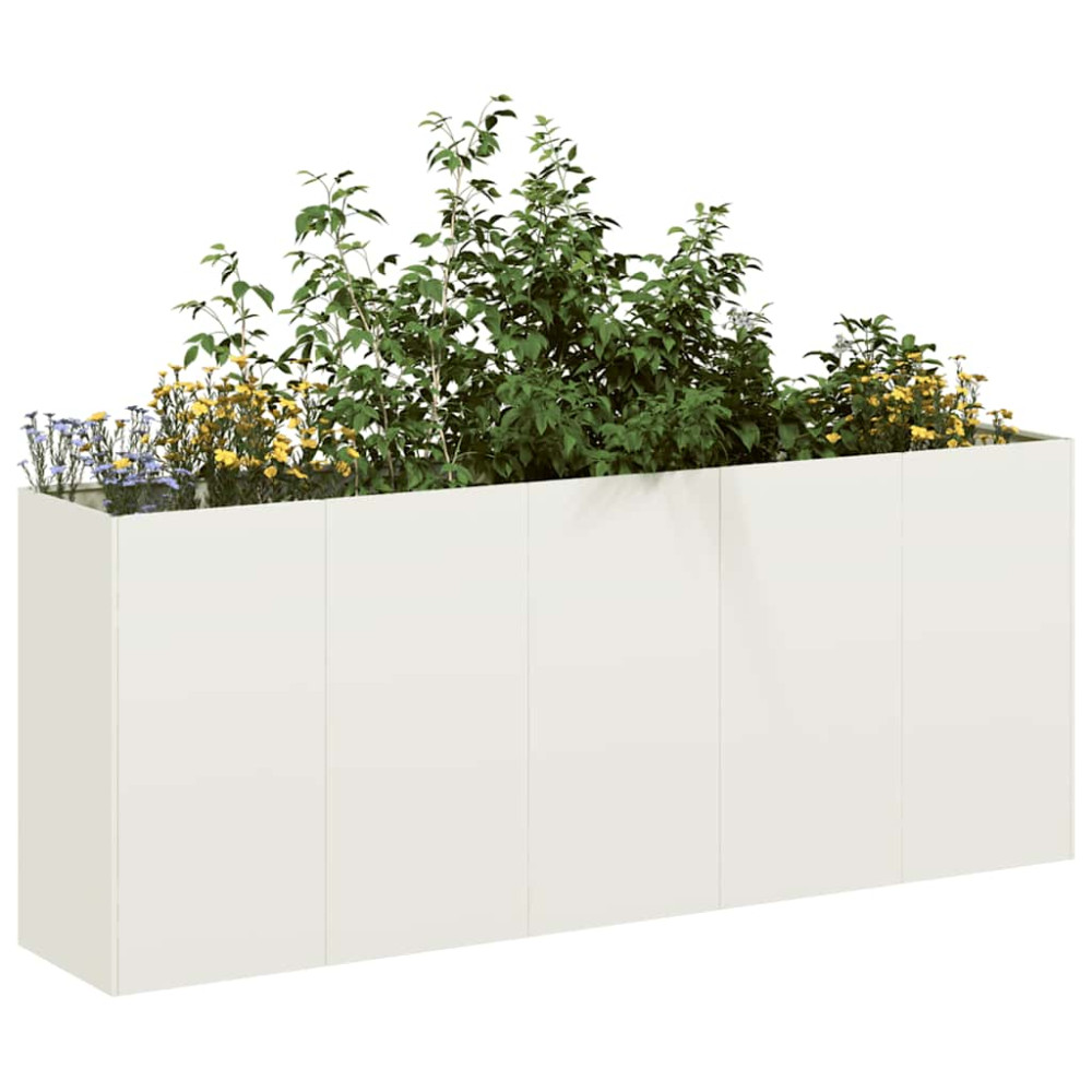 Produktbild för Planteringskärl vit 200x40x80 cm kallvalsat stål