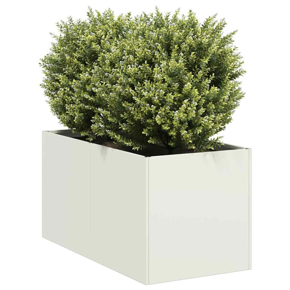 Produktbild för Planteringskärl vit 40x80x40 cm kallvalsat stål