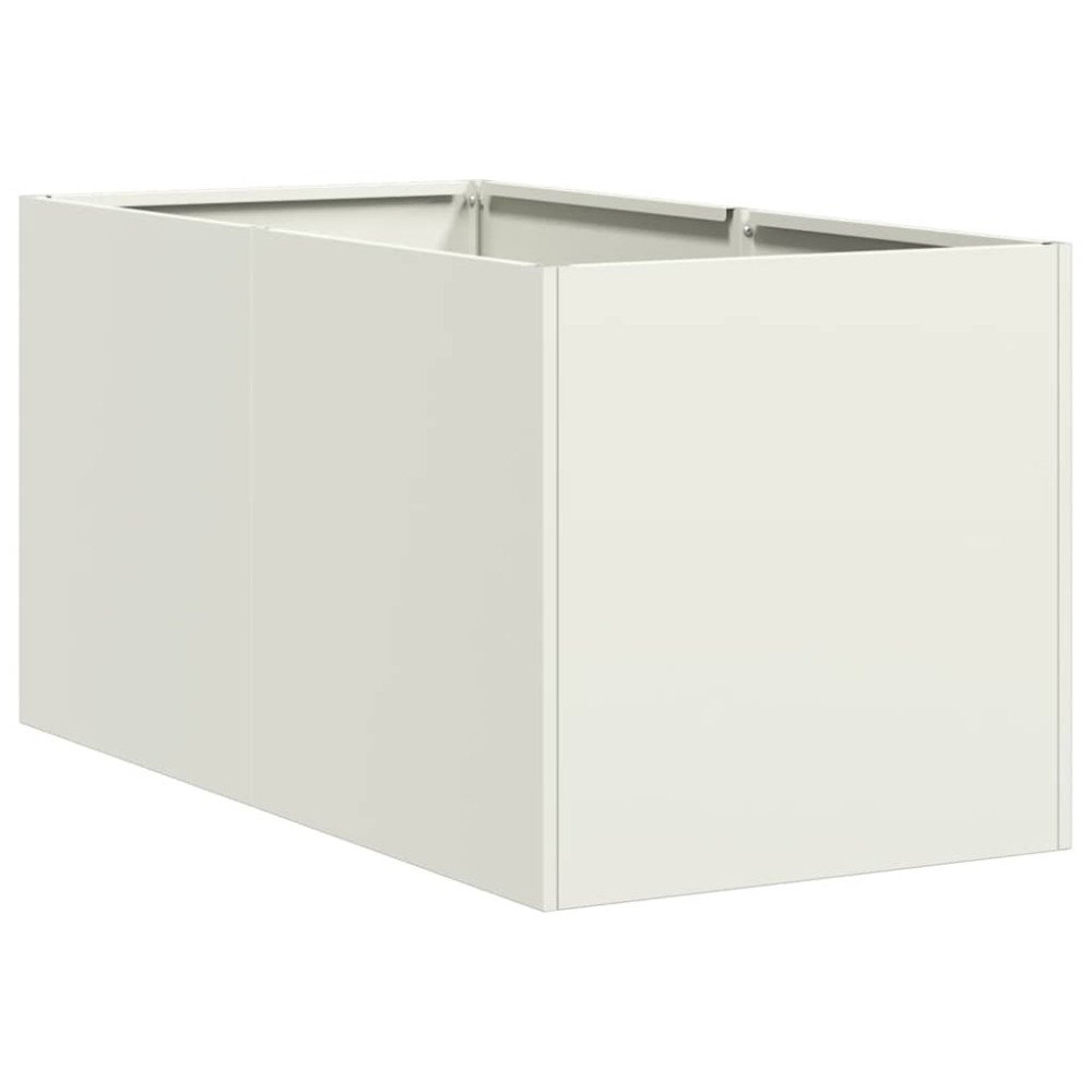 Produktbild för Planteringskärl vit 40x80x40 cm kallvalsat stål