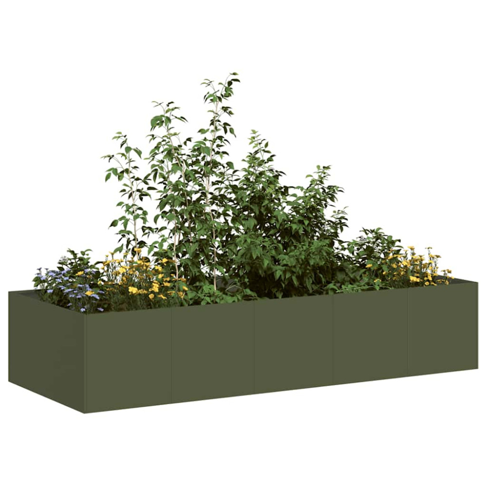 Produktbild för Planteringskärl olivgrön 200x80x40 cm stål